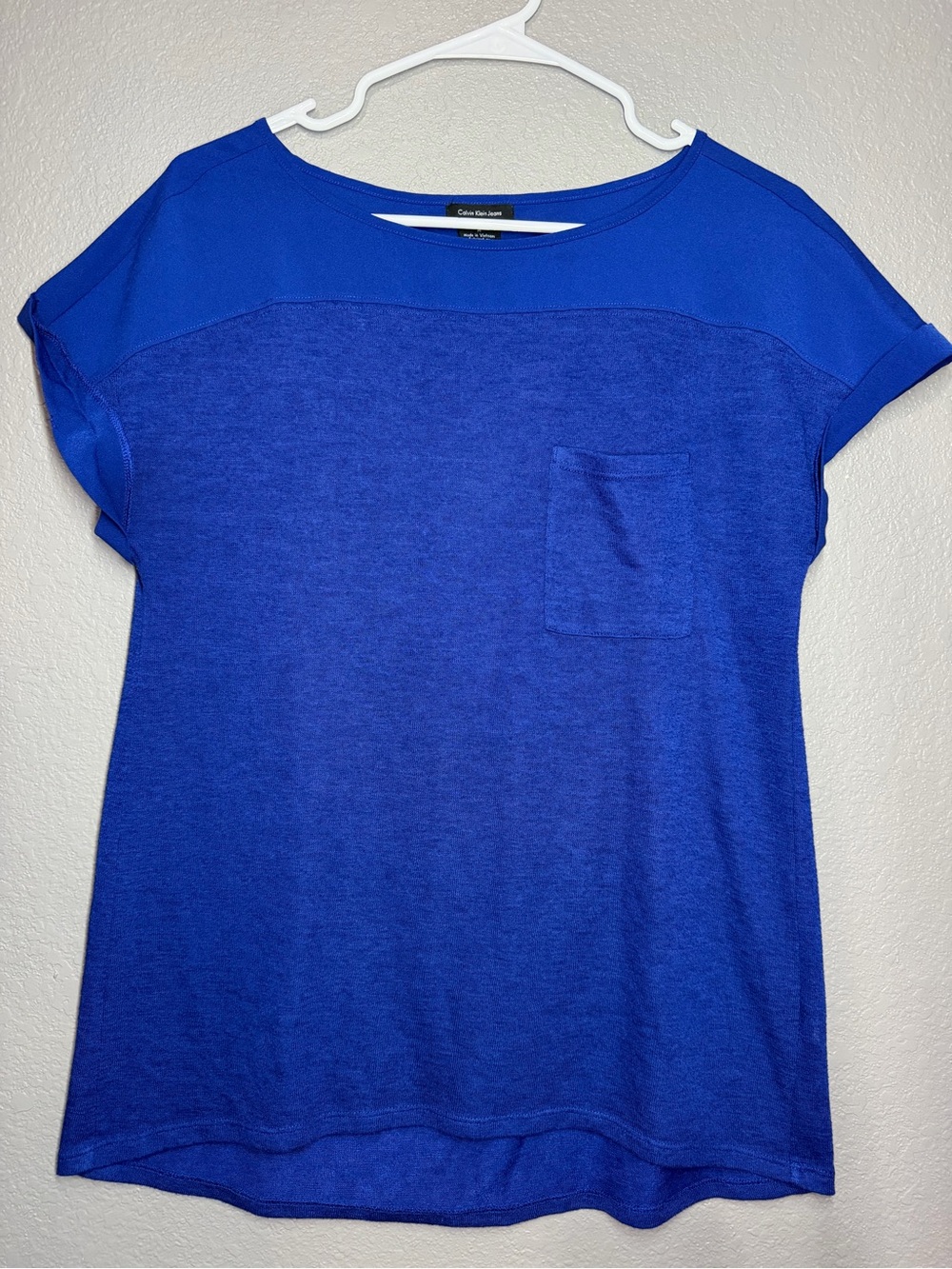 Calvin Klein Jeans Women's Royal Blue Short Sleeve Pocket Tee